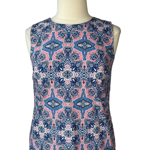 Tabitha Webb Sheath Shift Dress Womens Size 2 Blue Pink Sleeveless Pockets - Picture 3 of 10